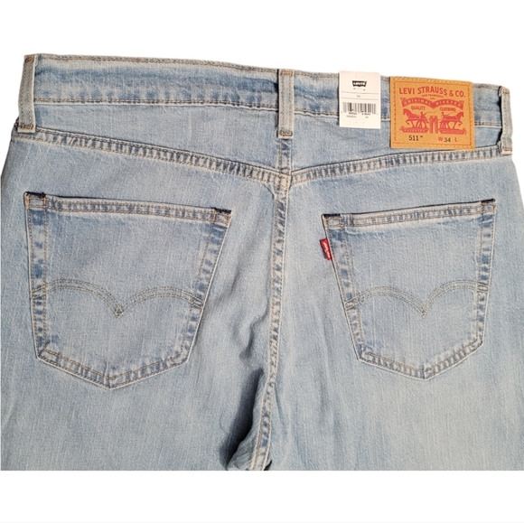 NEW Levi's 511 Blue Denim Cut Off Jean Shorts 11" Waist 34 Light Wash Jorts - Picture 7 of 16